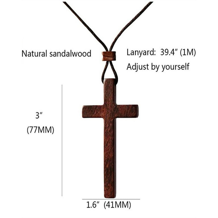 Natural Red Sandalwood Cross Pendant Necklace, Handcrafted Wooden Gift for  Women, Men, Girls, Boy, Kids, Adjustable to All People, Father's Day
