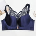 thumbnail image 4 of Bigersell Push-Up T-Shirt Bra Women Solid Bra Wire Free Underwear Front Closure Butterfly Backless Bra Tall Size Padded Bra With Straps, Style 1566, Navy 50E, 4 of 9