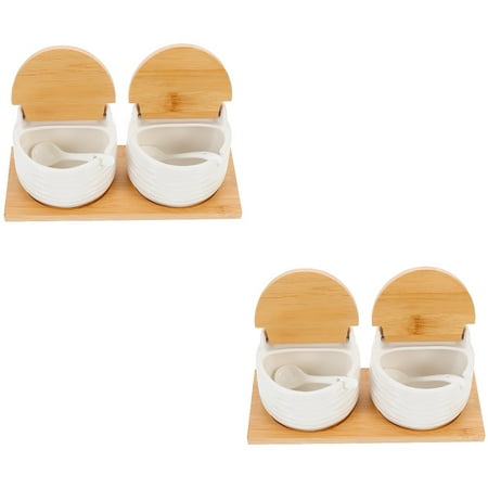 

Raindrops 2 Sets Kitchen Condiment Pots Ceramic Spice Jars Pepper Spice Containers