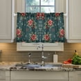 thumbnail image 2 of Yayeee Kitchen Curtains Tier Pair Light Filtering 27"x36" Rod Pocket Short Cafe Window Panel, Floral Christmas, 2 of 7