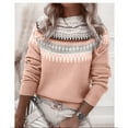 thumbnail image 3 of Sweaters for Women 2025 Crewneck Striped Cute Color Block Fall Winter Knitted Pullover Tops, 3 of 5