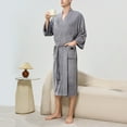 thumbnail image 7 of Bath Robes for Men Women with Pockets and Belt Plush Fleece Long Sleeve Bathrobes Couples Solid Warm Below-The-Knee Loungewear Shower Robe Pajamas, 7 of 7