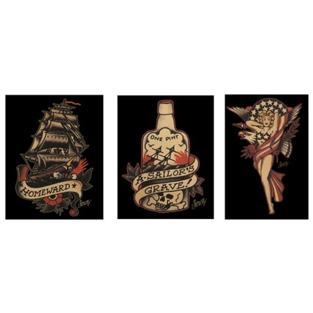 sailor jerry tattoo 3 piece sticker pack walmart com