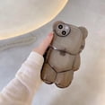 thumbnail image 5 of Compatible with iPhone 12 Clear 3D Cartoon Cute Bear Fashion Design for Women Teen Girls Camera Protect Lovely Animal Shockproof Protective Phone Case-Black, 5 of 15