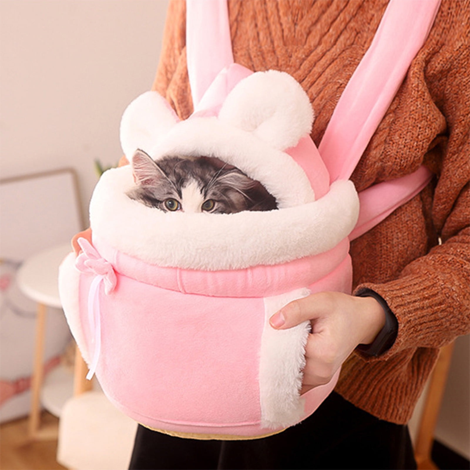 Dpityserensio Thickened Winter Backpack Suitable for Cats Indoor Cats Bed Cute Cats Supplies Portable Pet Bag Valentine's Day
