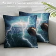 thumbnail image 3 of PRATYUS Kids American Football Pillow Cover,Boys Teens Sport Rugby Abstract Lightning Reversible Throw Pillow Cover Case,Green Football Field Bleachers Square Cushion Cover Set 12x12in, 3 of 5