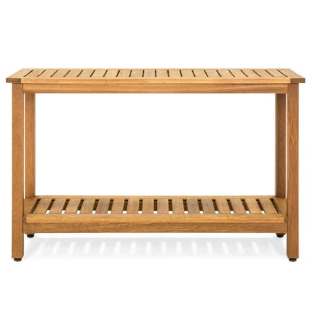 Best Choice Products 48-inch 2-Shelf Indoor Outdoor Multifunctional Eucalyptus Wood Buffet Bar Storage Console Table Organizer, (Best Product To Clean Wood Furniture)
