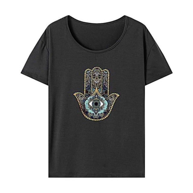 Camiseta de verano Yinane para mujer L informal con cuello redondo