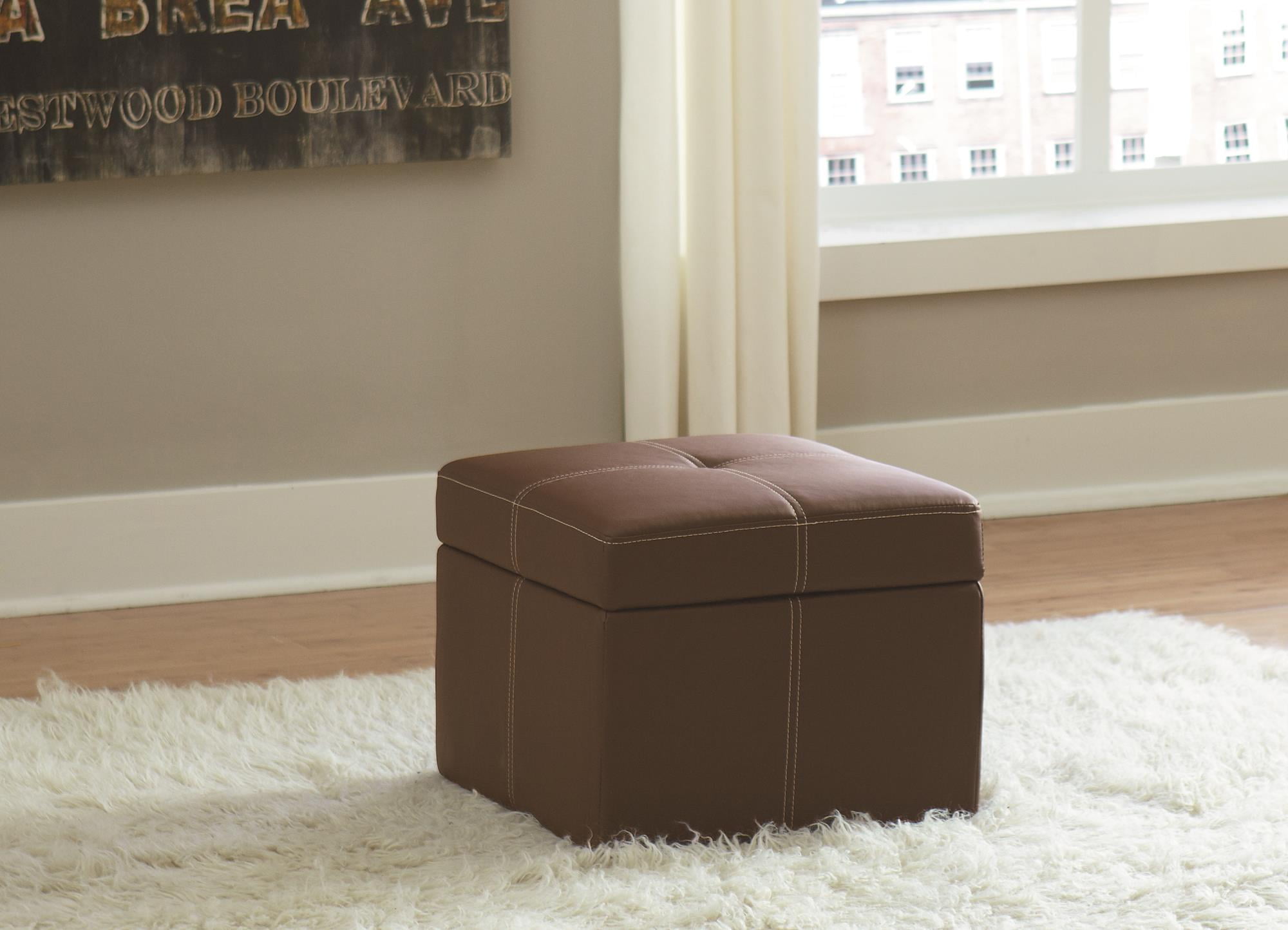 Delaney Small Square Storage Ottoman, Multiple Colors Black