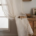 thumbnail image 5 of Linen Curtain for Bedroom Living Room, Rod Pocket Rustic Farmhouse Bohemian Tassels Window Treatment, 1 Panel, 5 of 7