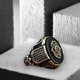 thumbnail image 2 of Baohd Geometric elliptical black acrylic ring, men's personalized retro two-color crown ring, 2 of 7