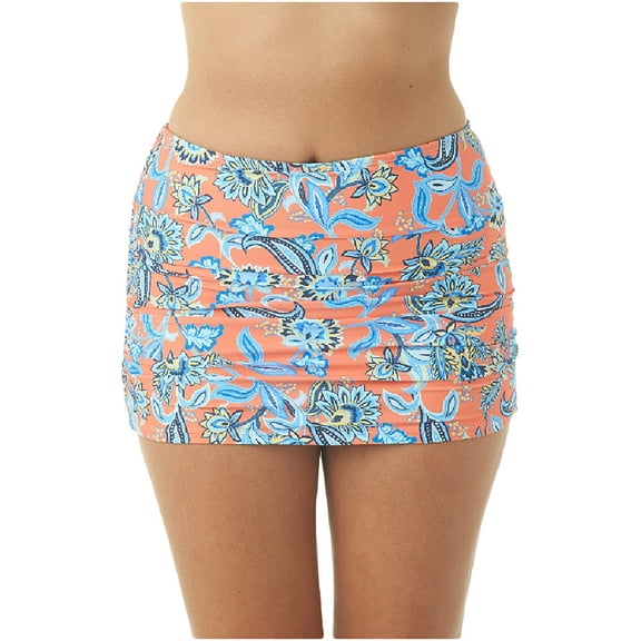 Jantzen Persephone Floral Shirred Skirted Bottoms Tigerlily 10