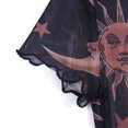 thumbnail image 2 of Lnzyyephy Women' s See-through Tee Tops Transparent Moon Star Print Short Sleeve Ruffle Casual T-shirt, 2 of 5