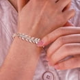 thumbnail image 2 of Pulseras de plata para mujer, delicadas pulseras de hojas de cristal, pulseras de boda para novias, regalo de joyería hecho a mano simple, 2 of 5