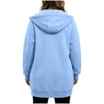 thumbnail image 7 of Fnooota Womens Plus Size Hoodies, Drawstring Long Sleeve Mid-length Zip up Jackets with Pockets Blue Size L, 7 of 7