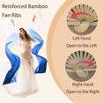 thumbnail image 4 of Duslogis Belly Dance Faux Silk Veil Fans, 1 Pair (Left+Right) Faux Silk Bamboo Long Fans Veils, Handmade Belly Dance Dancing Silk Fans, Dance Performance (White-Light Blue-Dark Blue), 4 of 7