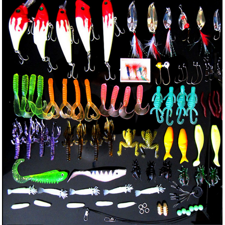 100PCS Mixed Models Fishing Lures Crank Bait Tackle Hooks Minnow Bass Baits Tackle with Tackle Box