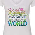 thumbnail image 4 of Inktastic Kindness Can Move the World with Flowers Women's V-Neck T-Shirt, 4 of 5