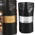 thumbnail image 3 of 50PCS Plastic Food Storage Bag with Window Stand Up Zipper Lock Sealing Packaging Pouches Black Matte 10x15+3cm, 3 of 4
