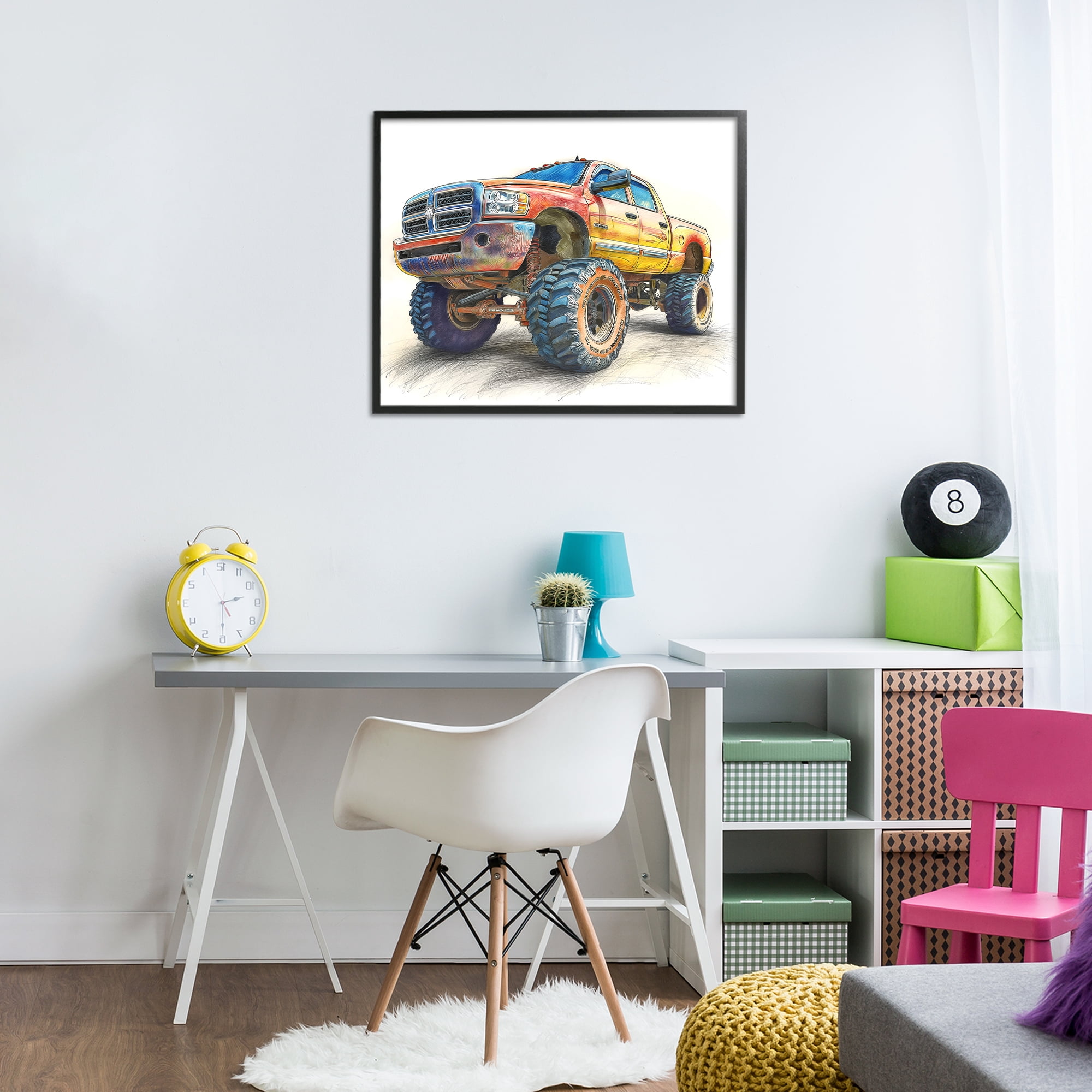 Stupell Industries Lifted Offroad Truck Black Framed Giclee Art, design by Steve Hunziker