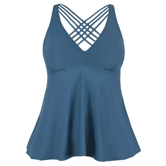 Firpearl Women's Tankini Swimsuits Cross Back Flowy Swim Tops Modest Swimwear