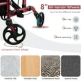 thumbnail image 5 of Giantex 2 in 1 Folding Rollator Walker, Portable Rolling Wheelchair w/Adjustable Height, Red, 5 of 6