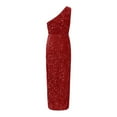 thumbnail image 6 of HXWCHs Elegant Sequin One Shoulder Bodycon Midi Dress Sparkling Evening Formal Attire Party Gown for Women S, 6 of 8