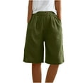 thumbnail image 4 of Cotton Linen Shorts for Women Loose Fit Knee Length Bermuda Shorts Casual Wide Leg Elastic Waist Workout Shorts, 4 of 6