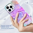 thumbnail image 2 of Allytechgroup Ultra Slim Case for iPhone 15 Pro wth Fashion Marble Pattern, Foldable Ring Kickstand Magnetic Cover Support Wireless Charging Full Body Protection Shockproof Case - Purple, 2 of 6