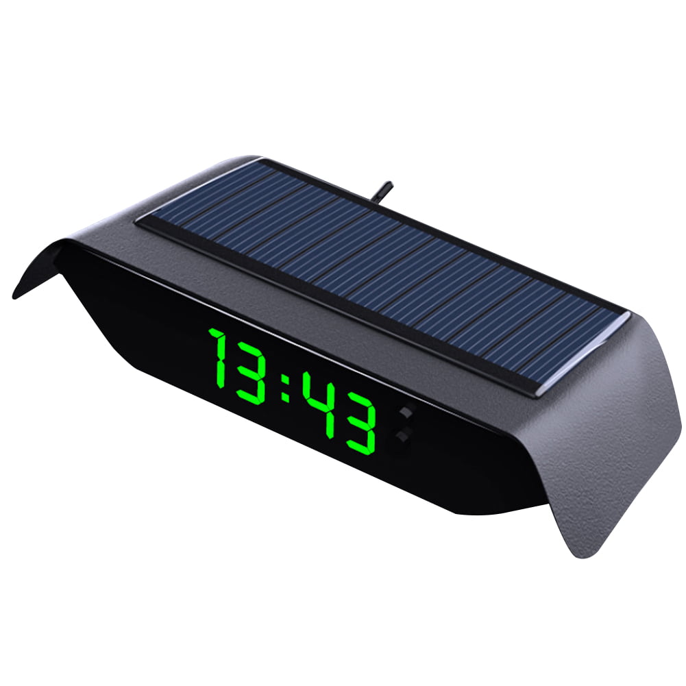 Solar Power Clock Portable Digital LED Clock Calendar for Vehicle Car Truck C6 