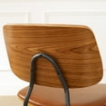 thumbnail image 2 of Brown Faux Leather Modern Bentwood Dining Side Chair with Metal Legs in Dining Room, 2 of 10