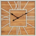 thumbnail image 2 of Dahlia Studios Caser Silver Metal and Brown Wood 23 1/2" Square Wall Clock, 2 of 5