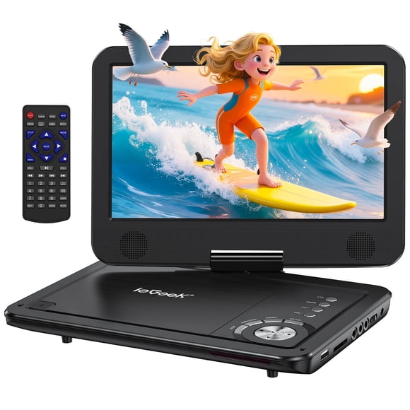 ieGeek Portable DVD Player 12.5", with 10.5" HD Swivel Screen, Car Travel DVD Players 5 Hrs Rechargeable Battery, No Region Restrict Video Player for