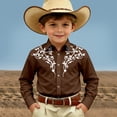 thumbnail image 2 of Tshirts for Kids Boys Western Themed Long Sleeve Button Up Casual Print Shirt Baby Tees Brown 6-7 Years, 2 of 5