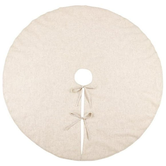 SARO  Natural Linen Blend Decorative Christmas Tree Skirt  Natural