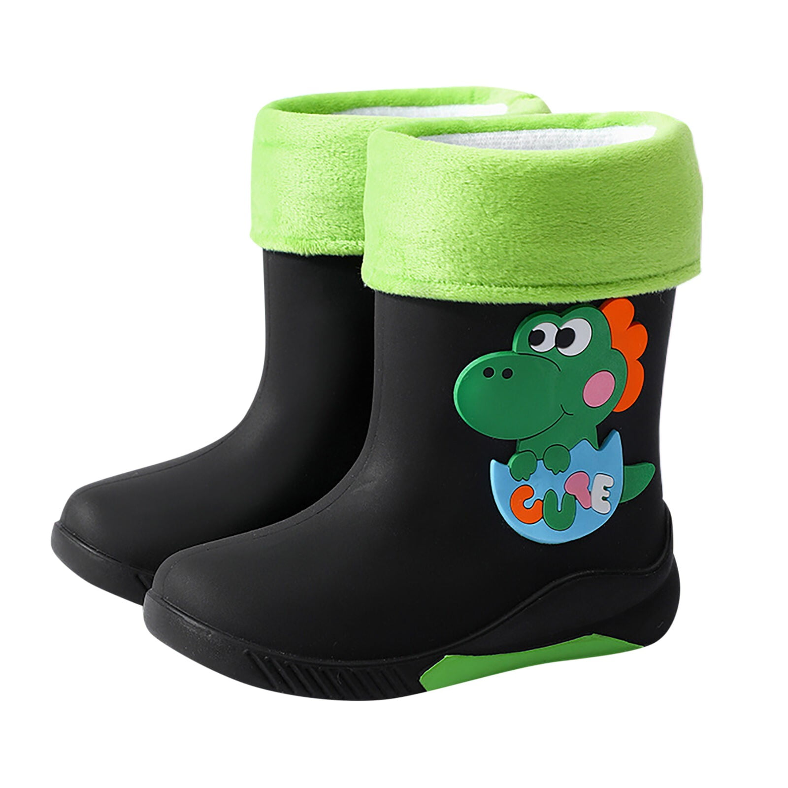 Toddler Rain Boots Boys Girls Ankle Length On Garden Rubber Short Rainboots Kids Water Shoes Green 12 Years-13.5 Years