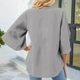 thumbnail image 3 of Women's Casual Chiffon Blouse Tops 3/4 Ruffled Sleeve V Neck Loose Fit Blouses Shirts, 3 of 6