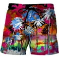 thumbnail image 3 of Fashion Coconut Palm Tree Graphic Beach Shorts For Men 3D Print Art Pigment Scenery Board Shorts Summer Holiday Swimming Trunks, 3 of 5