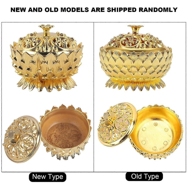 Zinc Alloy Home Decoration Lotus Incense Burner 7*5cm Joss Stick Holder(Gold)