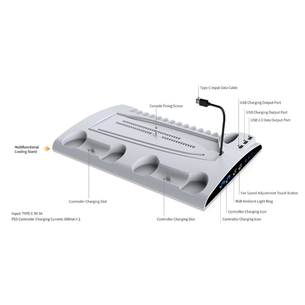 Versatile Cooling Stand with Dynamic Color Lighting Efficient Cooling Rack Easy to Operate designs for P5 & P5 Slim
