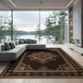 thumbnail image 2 of ODIKA 8'x10' Washable Area Rug Vintage Layout Distressed Border Motifs Ornate Faded Hallway Boho Refined for Dining Room, Large Office, Lounge, Non-Slip Chair-Friendly Mat, 2 of 7