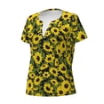 thumbnail image 2 of Naloa Sunflowers In Vintage Print T-Shirts Short Sleeve V Neck Tees for Women Fashion Tops Trendy Lightweight Soft Casual Summer Outfits Clothes, 2 of 5