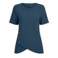 thumbnail image 6 of TGSLY Women's Ribbed Knit Tops Lightweight Soft Crew Neck Short Sleeve Shirts Dressy Casual Solid Color Asymmetric Wrap Hem Tunic Blouses XL, 6 of 10