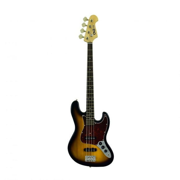 CNZ Audio JB Electric Bass Guitar - Vintage Sunburst Body, Maple Neck & Rosewood Fingerboard