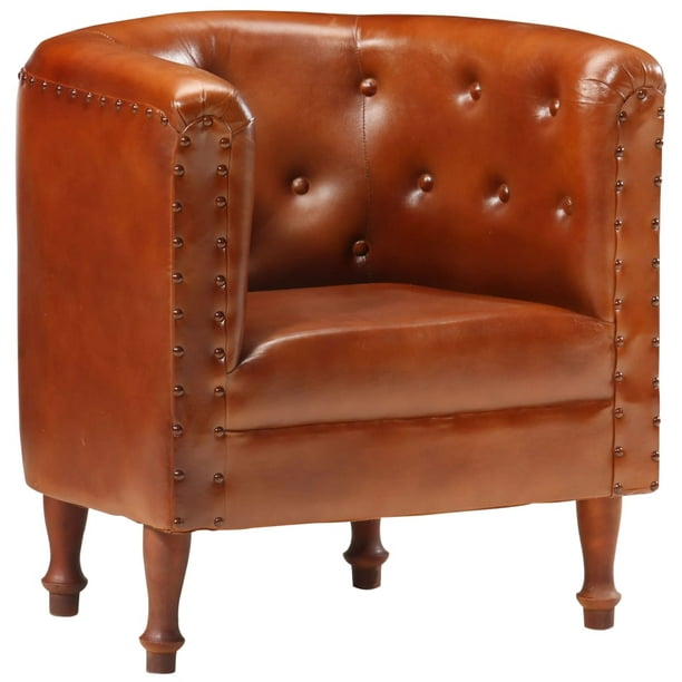 The Power Wear Tub Chair Brown Real, Real Leather Tub Chairs Brown