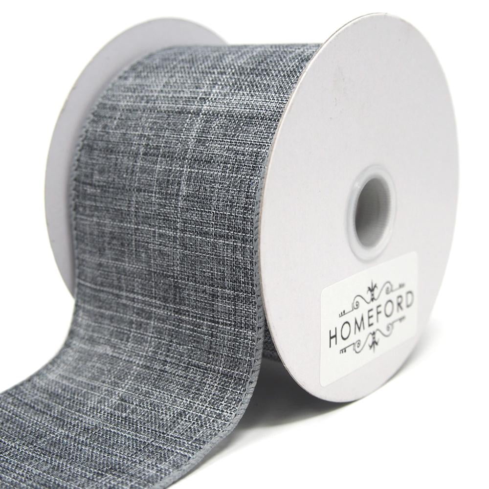 Canvas Ribbon Wired Edge, Grey, 21/2Inch, 10 Yards