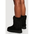 thumbnail image 3 of Women's Ribbed Faux Fur Round Toe Platform Booties, 3 of 3