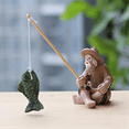 thumbnail image 4 of Mini Fisherman Figurines Miniature Resin Fisherman Bonsai Sculpture Vintage Mudman Sitting Fishing Statue, 4 of 6