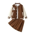 thumbnail image 3 of Fdqin Girls Skirt Set 2 Piece Outfits Button up Jacket Sweatshirt and Pleated Mini Skirts Fall Winter Clothes Brown 9-10 Years, 3 of 10