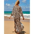 thumbnail image 4 of Bsubseach Women's Print Turkish Kaftan Bikini Cover up Maxi Dress Sexy V-Neck Beachwear, 4 of 7